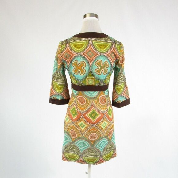 Milly brown cotton kimono sleeve dress 4 - Picture 7 of 8